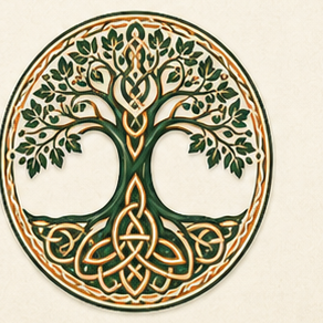Faint Celtic knotwork tree watermark of Irish Passport Advisors